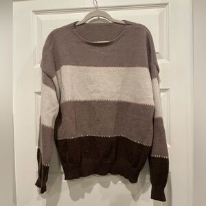 Brown/Taupe- Color Block Sweater- Size Large